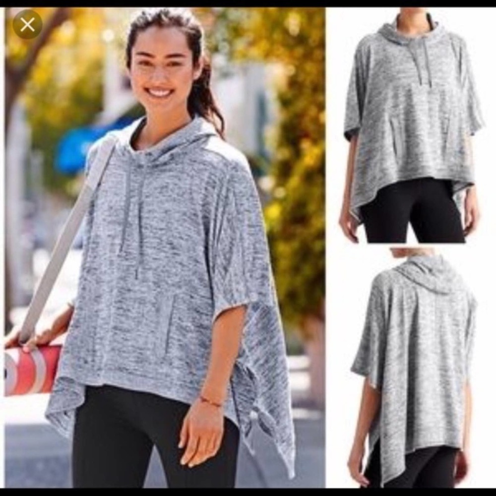 Athleta Blissful Hooded Poncho Oversized Heathered Gray size Large